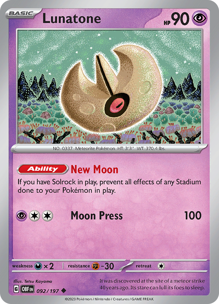 Lunatone (092/197) [Scarlet & Violet: Obsidian Flames] | Jomio and Rueliete's Cards and Comics