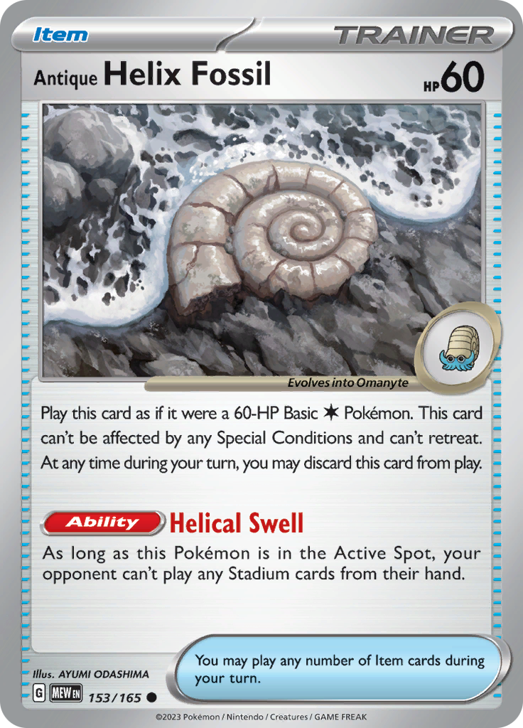 Antique Helix Fossil (153/165) [Scarlet & Violet 151] | Jomio and Rueliete's Cards and Comics