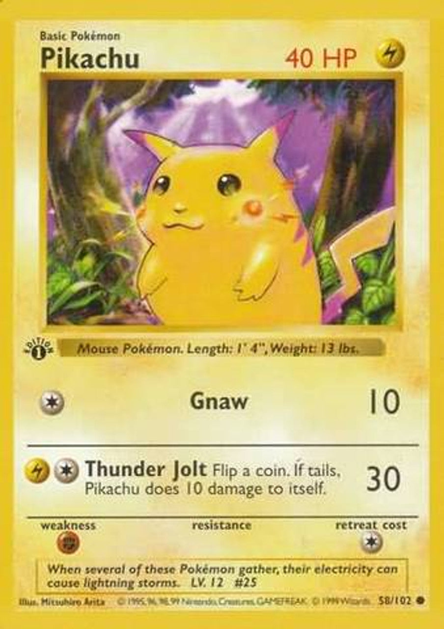 Pikachu (58/102) (Red Cheeks Misprint) [Base Set 1st Edition] | Jomio and Rueliete's Cards and Comics