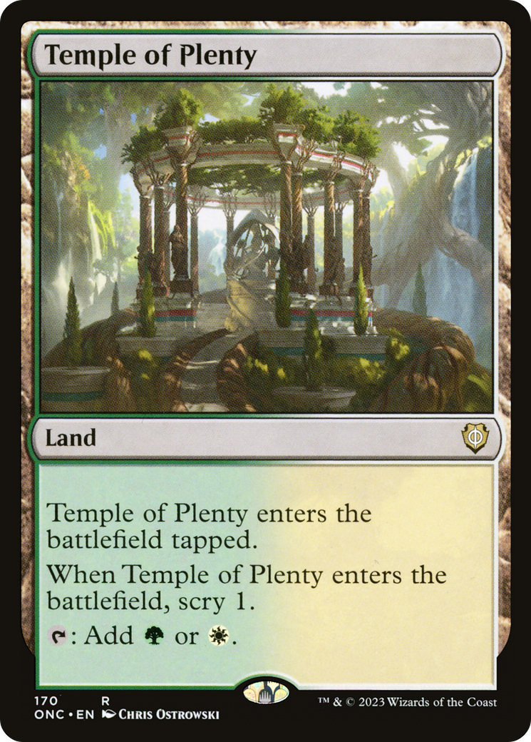 Temple of Plenty [Phyrexia: All Will Be One Commander] | Jomio and Rueliete's Cards and Comics