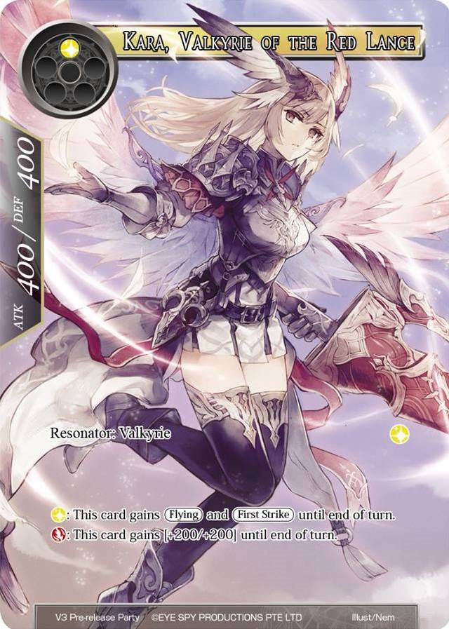 Kara, Valkyrie of the Red Lance (V3 Pre-release Party) [Promo Cards] | Jomio and Rueliete's Cards and Comics