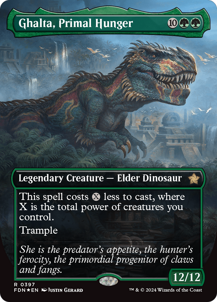 Ghalta, Primal Hunger (Borderless) (Mana Foil) [Foundations] | Jomio and Rueliete's Cards and Comics