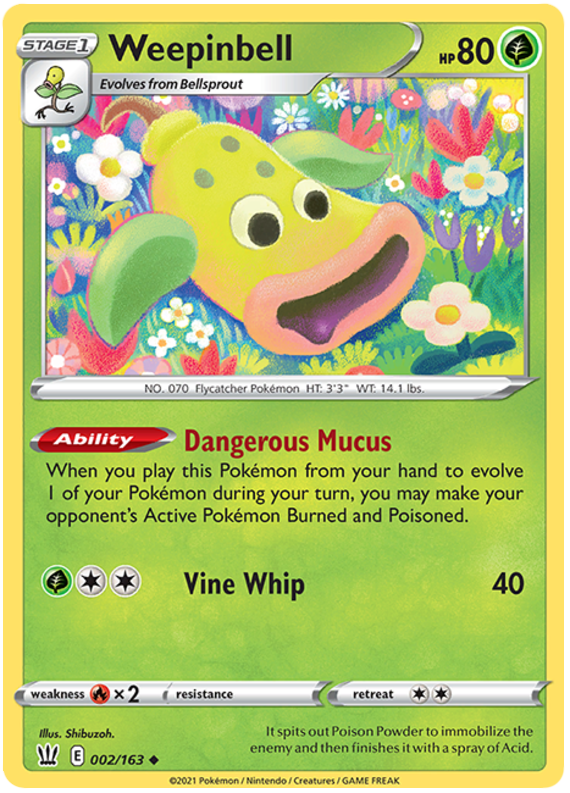 Weepinbell (002/163) [Sword & Shield: Battle Styles] | Jomio and Rueliete's Cards and Comics