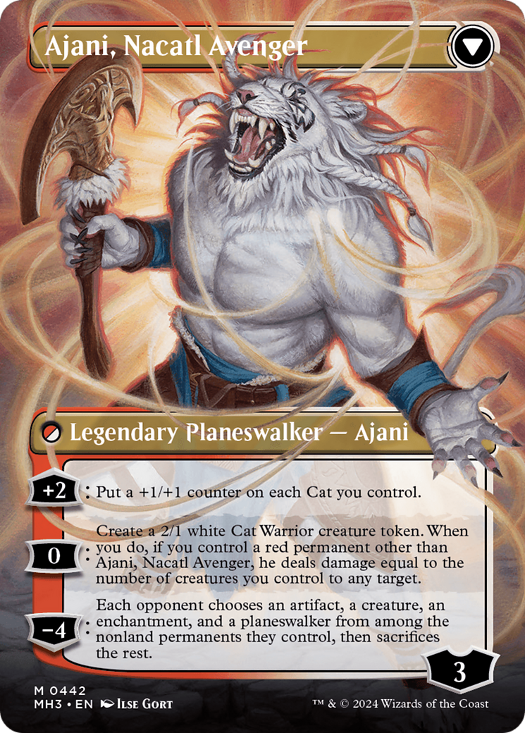 Ajani, Nacatl Pariah // Ajani, Nacatl Avenger (Borderless) [Modern Horizons 3] | Jomio and Rueliete's Cards and Comics