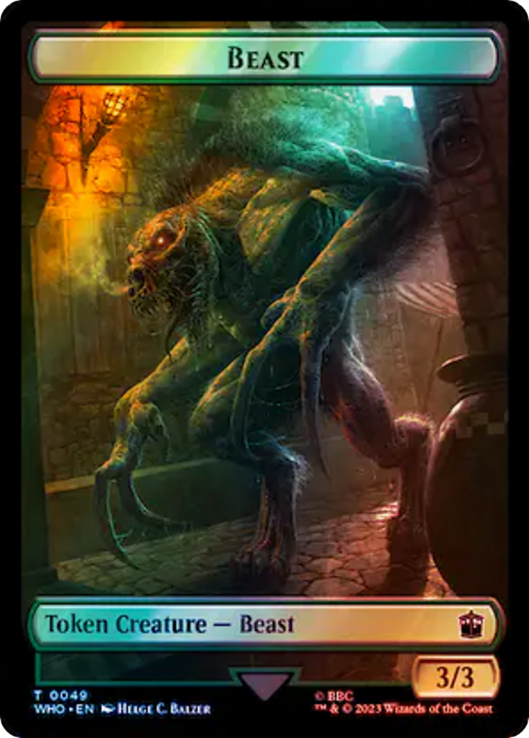 Warrior // Beast (0049) Double-Sided Token (Surge Foil) [Doctor Who Tokens] | Jomio and Rueliete's Cards and Comics