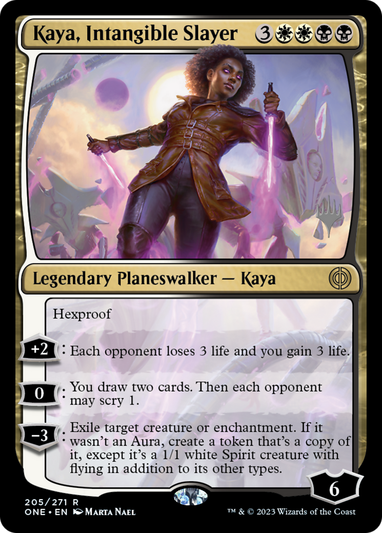 Kaya, Intangible Slayer (Promo Pack) [Phyrexia: All Will Be One Promos] | Jomio and Rueliete's Cards and Comics