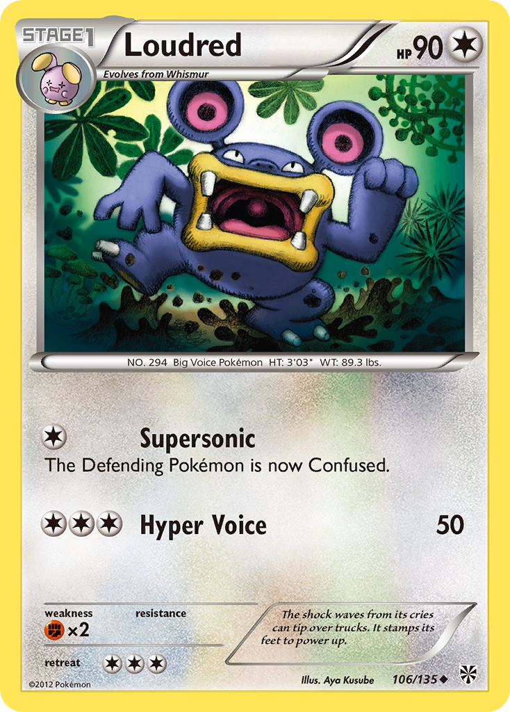 Loudred (106/135) [Black & White: Plasma Storm] | Jomio and Rueliete's Cards and Comics