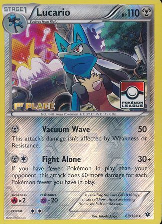 Lucario (63/124) (League Promo 1st Place) [XY: Fates Collide] | Jomio and Rueliete's Cards and Comics