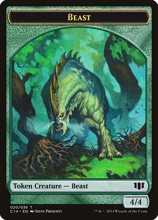 Elf Druid // Beast (020/036) Double-Sided Token [Commander 2014 Tokens] | Jomio and Rueliete's Cards and Comics