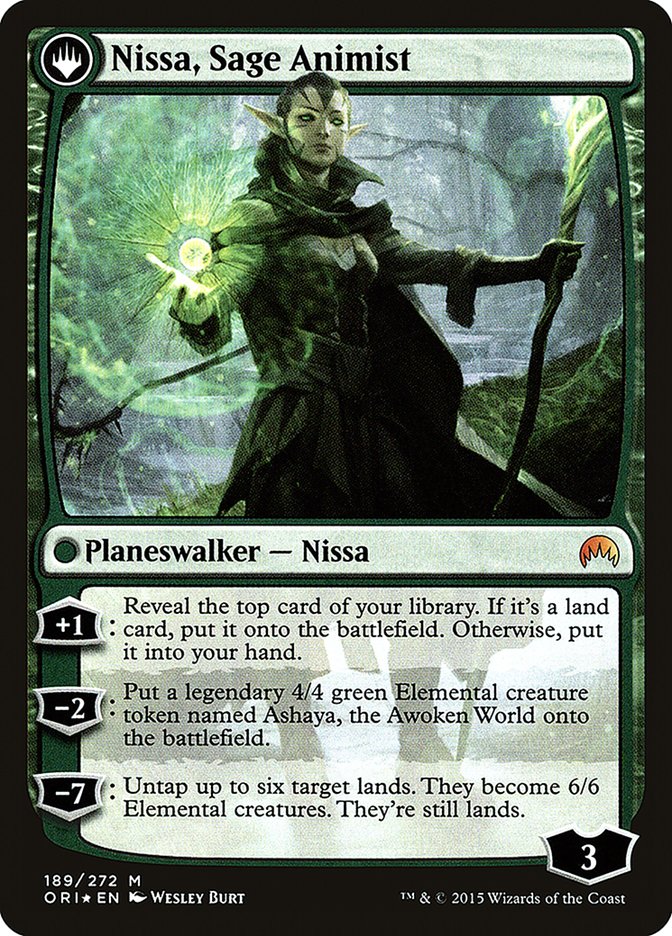 Nissa, Vastwood Seer // Nissa, Sage Animist [Magic Origins Prerelease Promos] | Jomio and Rueliete's Cards and Comics