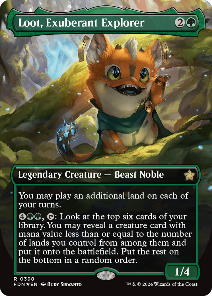 Loot, Exuberant Explorer (Borderless) (Mana Foil) [Foundations] | Jomio and Rueliete's Cards and Comics