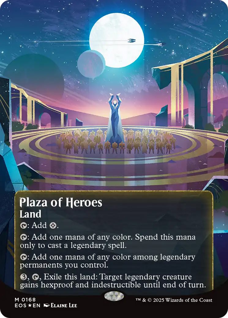 Plaza of Heroes (0168) (Borderless) (Galaxy Foil) [Edge of Eternities: Stellar Sights] | Jomio and Rueliete's Cards and Comics