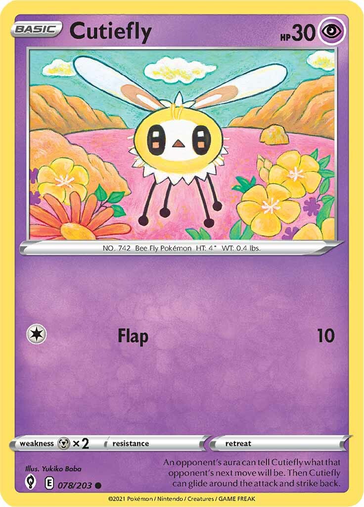 Cutiefly (078/203) [Sword & Shield: Evolving Skies] | Jomio and Rueliete's Cards and Comics