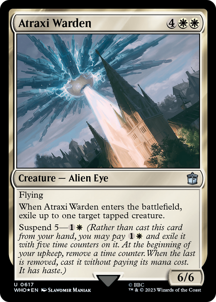Atraxi Warden (Surge Foil) [Doctor Who] | Jomio and Rueliete's Cards and Comics