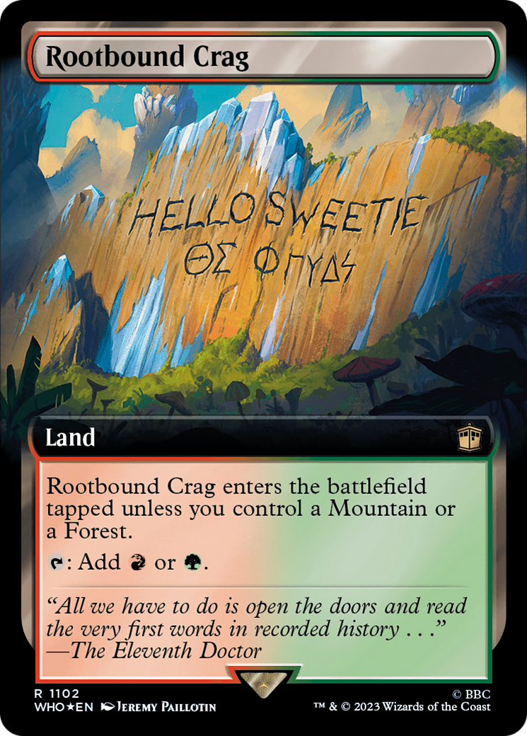 Rootbound Crag (Extended Art) (Surge Foil) [Doctor Who] | Jomio and Rueliete's Cards and Comics