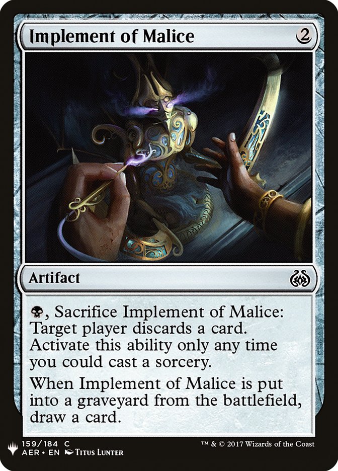 Implement of Malice [Mystery Booster] | Jomio and Rueliete's Cards and Comics
