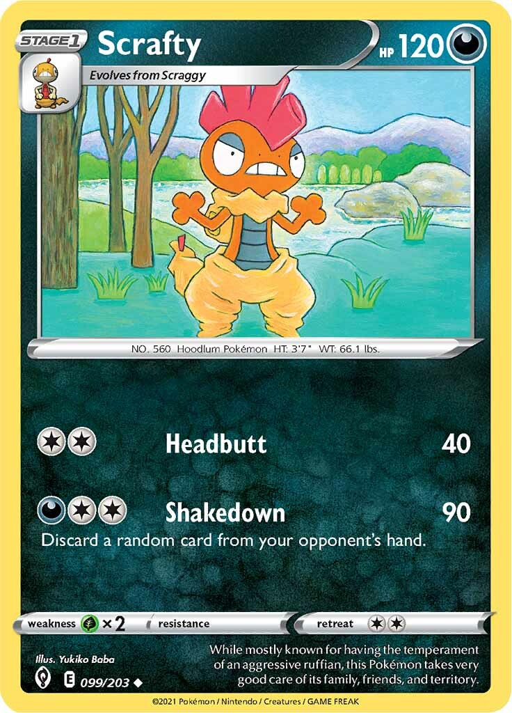 Scrafty (099/203) [Sword & Shield: Evolving Skies] | Jomio and Rueliete's Cards and Comics