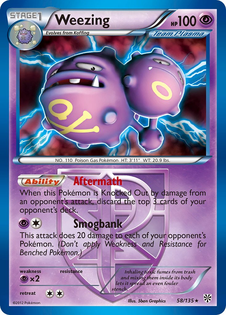 Weezing (58/135) (Theme Deck Exclusive) [Black & White: Plasma Storm] | Jomio and Rueliete's Cards and Comics