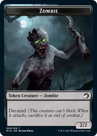 Zombie // Zombie Double-Sided Token (005 MIC/005 MID) [Innistrad: Midnight Hunt Commander Tokens] | Jomio and Rueliete's Cards and Comics