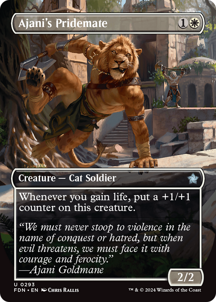 Ajani's Pridemate (Borderless) [Foundations] | Jomio and Rueliete's Cards and Comics