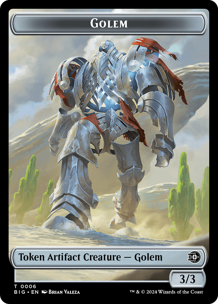 Mercenary // Golem Double-Sided Token [Outlaws of Thunder Junction Tokens] | Jomio and Rueliete's Cards and Comics