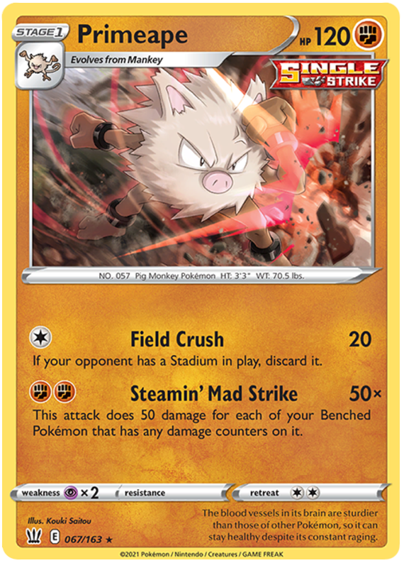 Primeape (067/163) [Sword & Shield: Battle Styles] | Jomio and Rueliete's Cards and Comics