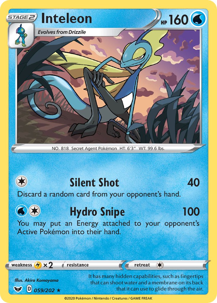 Inteleon (059/202) (Cracked Ice Holo) (Theme Deck Exclusive) [Sword & Shield: Base Set] | Jomio and Rueliete's Cards and Comics