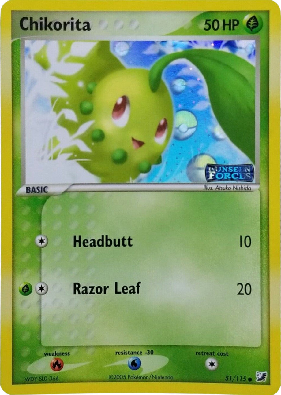 Chikorita (51/115) (Stamped) [EX: Unseen Forces] | Jomio and Rueliete's Cards and Comics