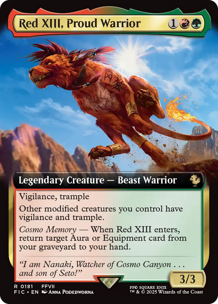 Red XIII, Proud Warrior (Extended Art) [FINAL FANTASY Commander] | Jomio and Rueliete's Cards and Comics