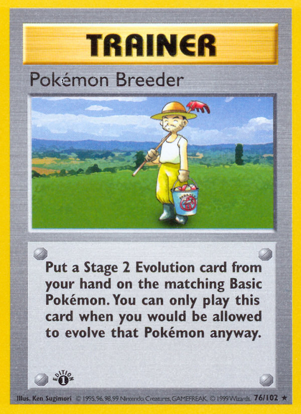 Pokemon Breeder (76/102) (Shadowless) [Base Set 1st Edition] | Jomio and Rueliete's Cards and Comics