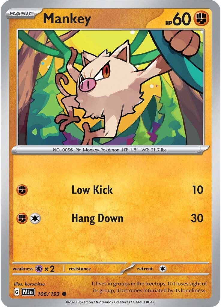 Mankey (106/193) [Scarlet & Violet: Paldea Evolved] | Jomio and Rueliete's Cards and Comics
