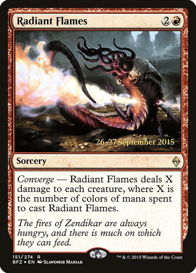 Radiant Flames [Battle for Zendikar Prerelease Promos] | Jomio and Rueliete's Cards and Comics
