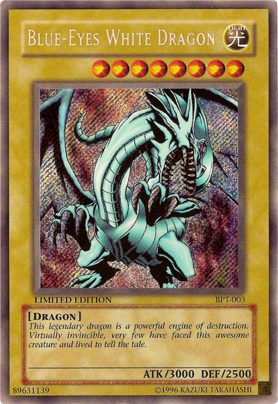 Blue-Eyes White Dragon [BPT-003] Secret Rare | Jomio and Rueliete's Cards and Comics