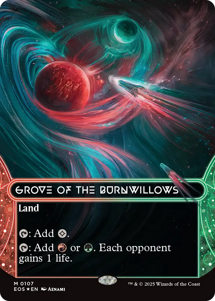 Grove of the Burnwillows (0107) (Borderless) (Galaxy Foil) [Edge of Eternities: Stellar Sights] | Jomio and Rueliete's Cards and Comics