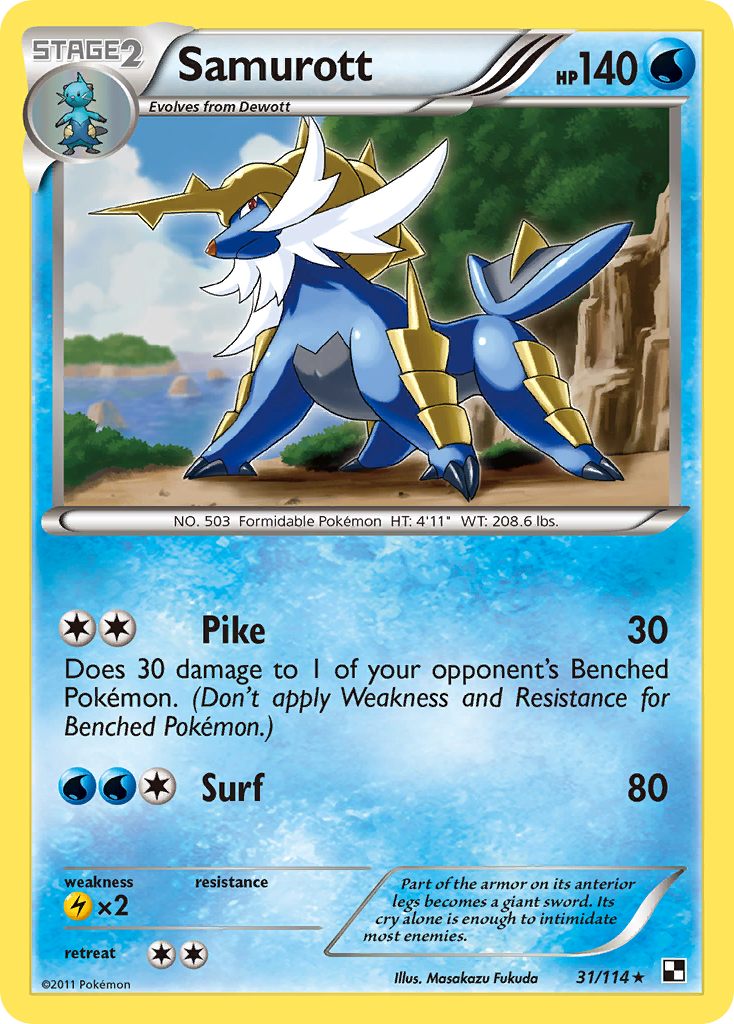 Samurott (31/114) [Black & White: Base Set] | Jomio and Rueliete's Cards and Comics
