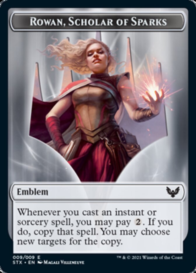Rowan, Scholar of Sparks Emblem [Strixhaven: School of Mages Tokens] | Jomio and Rueliete's Cards and Comics
