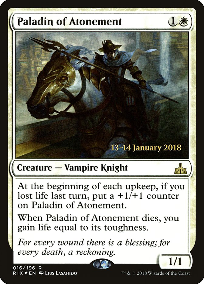 Paladin of Atonement [Rivals of Ixalan Prerelease Promos] | Jomio and Rueliete's Cards and Comics