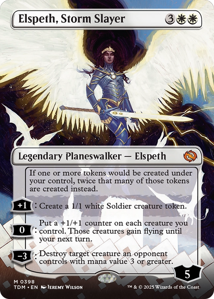 Elspeth, Storm Slayer (Borderless) [Tarkir: Dragonstorm] | Jomio and Rueliete's Cards and Comics