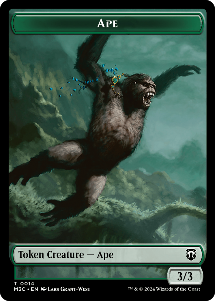 Ape (Ripple Foil) // Plant Double-Sided Token [Modern Horizons 3 Commander Tokens] | Jomio and Rueliete's Cards and Comics