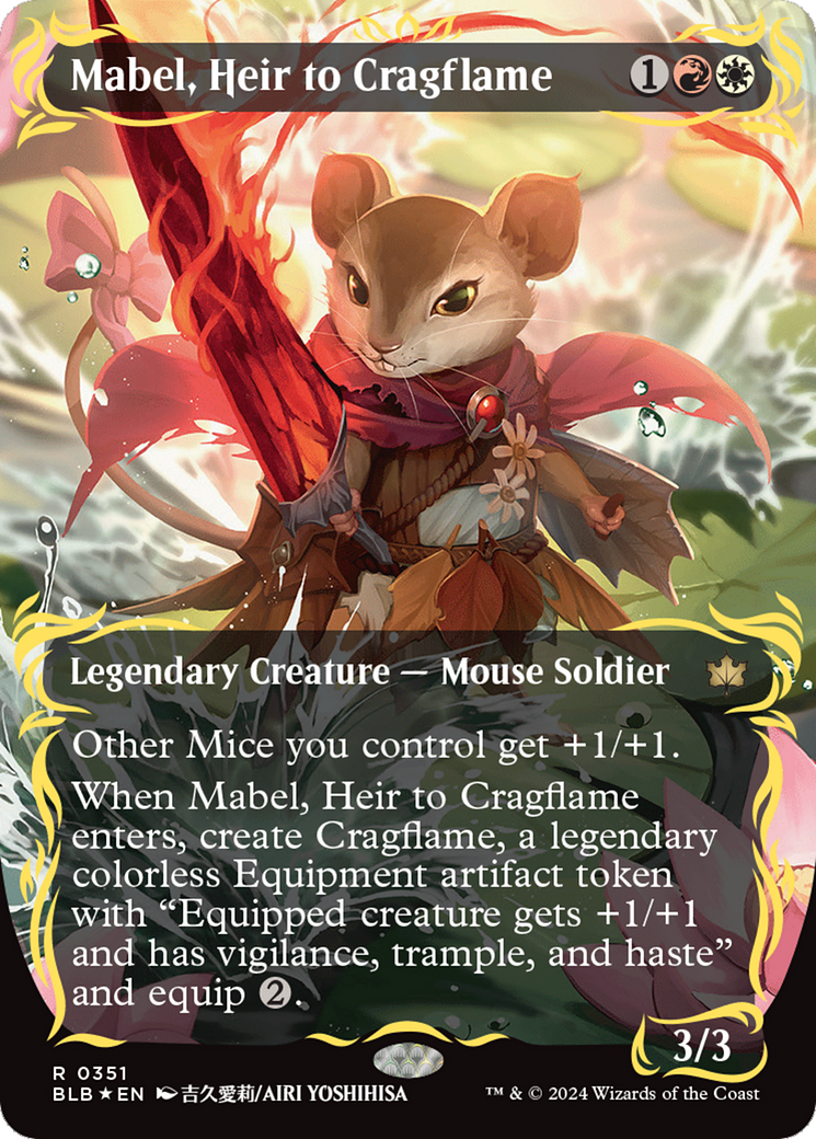 Mabel, Heir to Cragflame (Borderless) (Raised Foil) [Bloomburrow] | Jomio and Rueliete's Cards and Comics