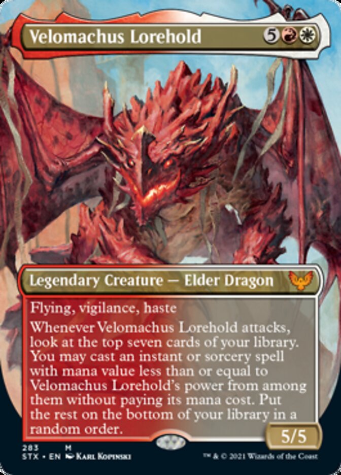 Velomachus Lorehold (Borderless Alternate Art) [Strixhaven: School of Mages] | Jomio and Rueliete's Cards and Comics