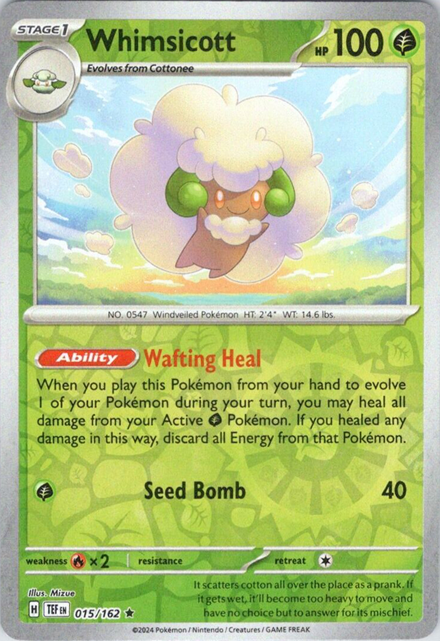 Whimsicott (015/162) [Scarlet & Violet: Temporal Forces] | Jomio and Rueliete's Cards and Comics