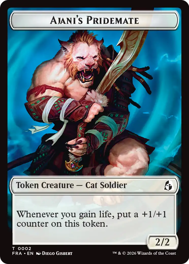 Ajani's Pridemate // Ajani Resolute Double-Sided Token [Reality Fracture Tokens] | Jomio and Rueliete's Cards and Comics