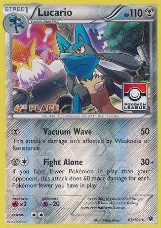 Lucario (63/124) (League Promo 4th Place) [XY: Fates Collide] | Jomio and Rueliete's Cards and Comics