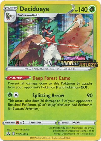 Decidueye (SWSH035) (Staff Prerelease Promo) [Sword & Shield: Black Star Promos] | Jomio and Rueliete's Cards and Comics
