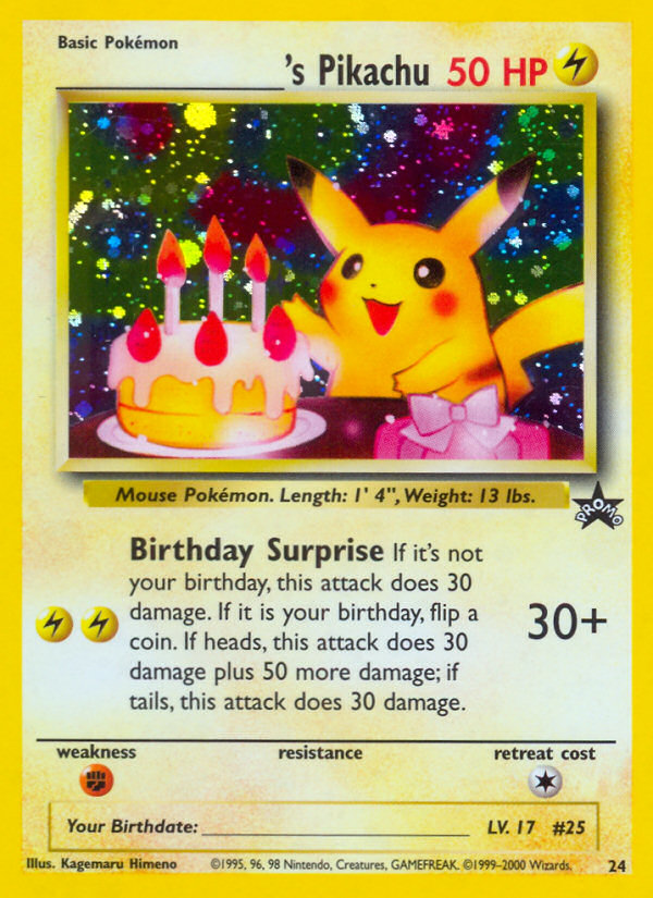 _____'s Pikachu (24) (Birthday Pikachu) [Wizards of the Coast: Black Star Promos] | Jomio and Rueliete's Cards and Comics
