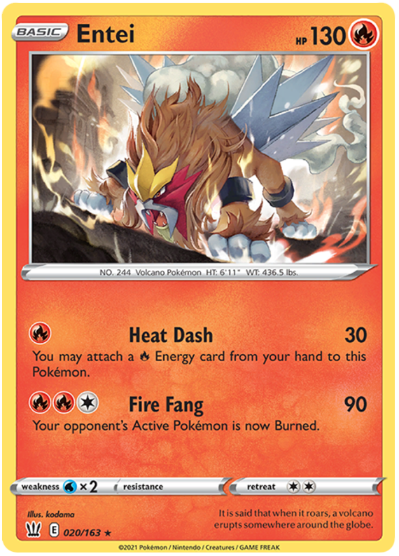 Entei (020/163) [Sword & Shield: Battle Styles] | Jomio and Rueliete's Cards and Comics