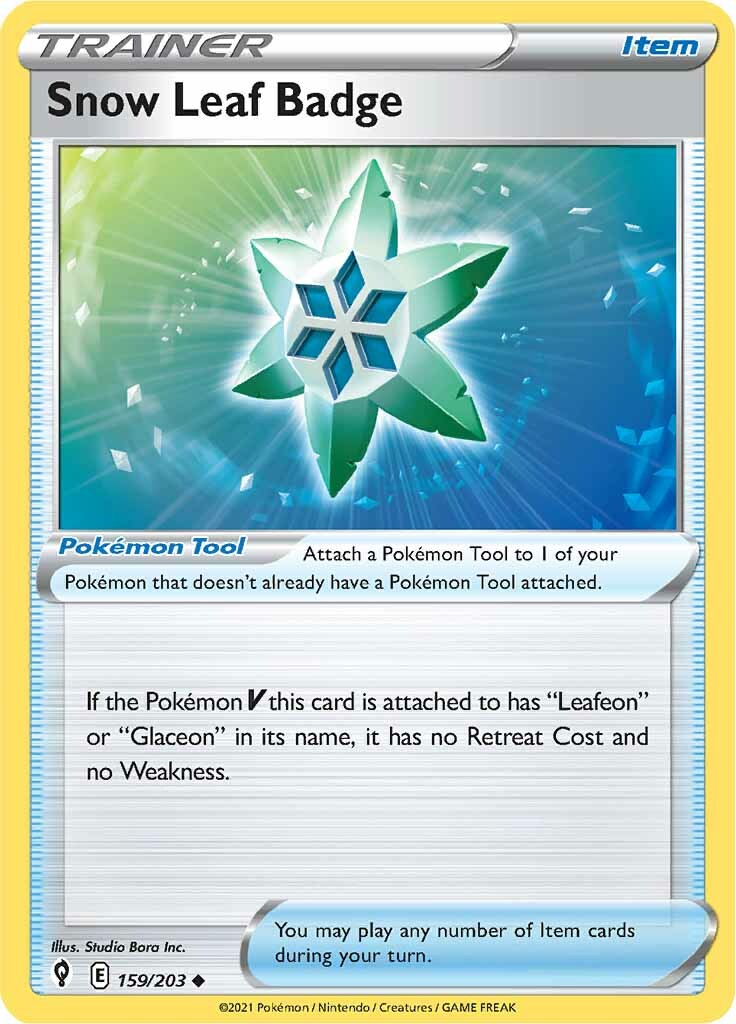 Snow Leaf Badge (159/203) [Sword & Shield: Evolving Skies] | Jomio and Rueliete's Cards and Comics