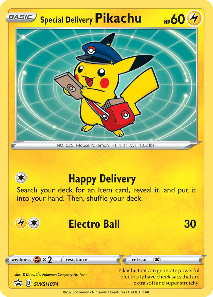 Special Delivery Pikachu (SWSH074) [Sword & Shield: Black Star Promos] | Jomio and Rueliete's Cards and Comics