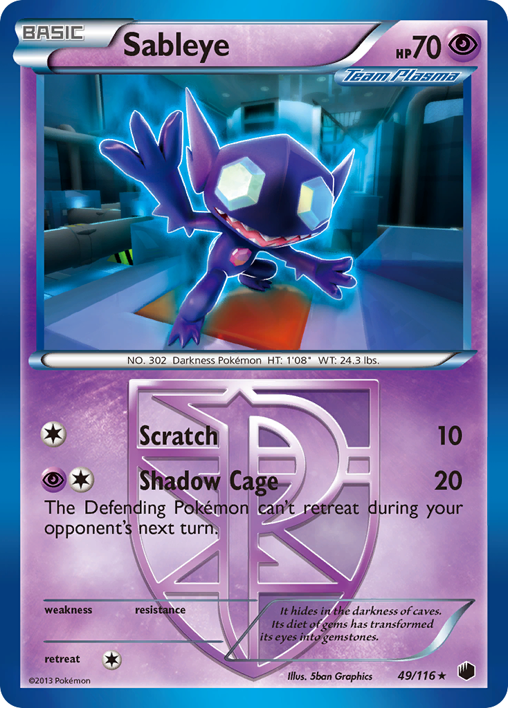 Sableye (49/116) [Black & White: Plasma Freeze] | Jomio and Rueliete's Cards and Comics